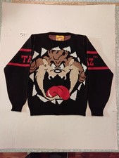 VTG 80s Looney Tunes Tasmanian Devil Knit Sweater Adult Medium Made In U.S.A Taz