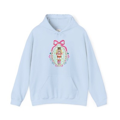 Pastel Nutcracker Hoodie | Pink Bow Holiday Ballet Design