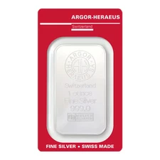 1 oz Argor Heraeus Silver Bar (New) In Assay Card