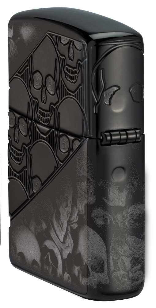 Zippo Skull Collage Design Armor&reg; High Polish Black Windproof Pocket Lighter,...