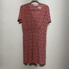 Mango MNG Floral Red Marita Retro Print Dress Womens Size 10 Boho Smocked V-Neck