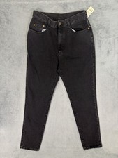 NOS Lee Jeans Junior Womens 13 Black Denim Slim Fit Tapered Vintage Made In USA