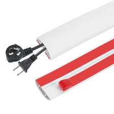 10FT Floor Cord Cover, 0.8" W x 0.4" H Cord Hider, White