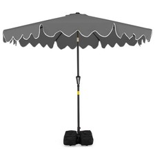 9 FT Patio Umbrella w/Weighted Base Sandbags Push Button Tilt Crank Sturdy Ribs