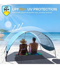 Beach Tent Sun Shelter Beach Shade Canopy UPF 50 UV Protection with 8 Wind