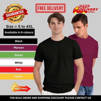 Heavy Weight Short Sleeve Crew Neck Super Heavy Cotton Plain T-Shirts Big & Tall