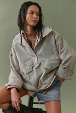 Free People Marlie Washed Pullover Jacket We The Free Morning Oat Ivory S NWT