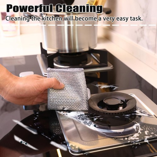 12 Pcs Wire Dishwashing Rag Non Scratch Scrubbing Pads Kitchen Cleaning Cloths - 第 4/7 張圖片