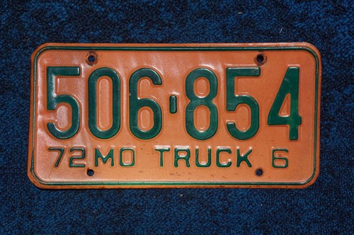 1972 Missouri Truck License Plate