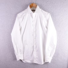 Canali Impeccabile White Cotton Dress Shirt Mens 15.5 39 Spread Collar Italy
