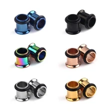 Surgical Steel Single Flared Tunnel Gauge Ear Expander Stretching Kit 6 Pairs