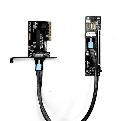 PCIe 4.0 x16 MCIO-Grafikkarte Split-Verlängerungskabel GEN4 Dual-Adapterkarte