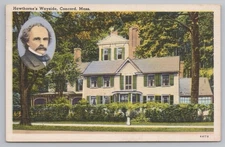 Hawthorne's Wayside Concord MA Postcard Vintage 1956 Linen