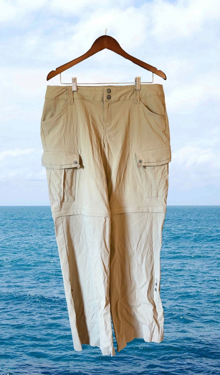 Prana Sage Convertible Cargo Pants Women Size 12 Khaki Hiking Outdoor
