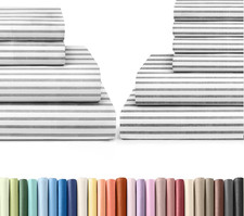 King Bed Sheets Set - 4 6 Piece Grey Stripes Collection