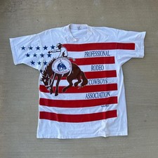 Vintage 90s Professional Rodeo Cowboys Association American Flag AOP USA Tee XL