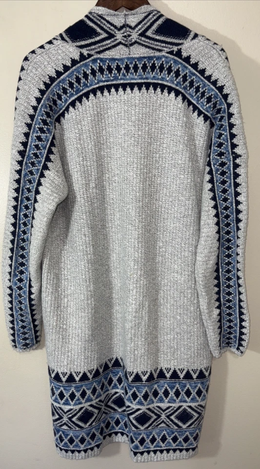 Lucky Brand Sweater Womens Large Aztec Cardigan Open Front Tribal Knit Boho - Image 2 of 4
