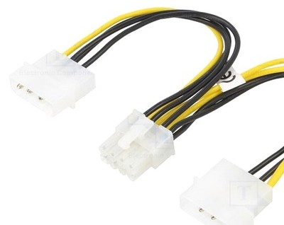 Cable: mains; Molex male x2,PCIe 8pin female; 0.15m - 2HDD-PCI-E/8 | EU Stock