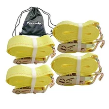 Ratchet Straps Tie Down Straps Heavy Duty (4PK) 2" x 15' x 4400 lbs J Hook 