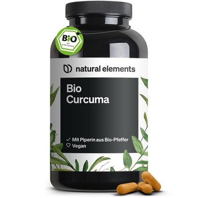 natural elements Bio Curcuma + schwarzem Pfeffer   240 Stück   4350mg pro Tag