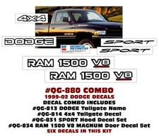 QG-880 1999 2000 2001 2002 DODGE TRUCK - RAM 1500 V8 MAGNUM - COMBO DECAL KIT