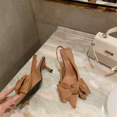 Escarpins Femme 8 CM Avec Bride Marron Bureau Satin Cuir Synthétique 24305 - Photo 1/3