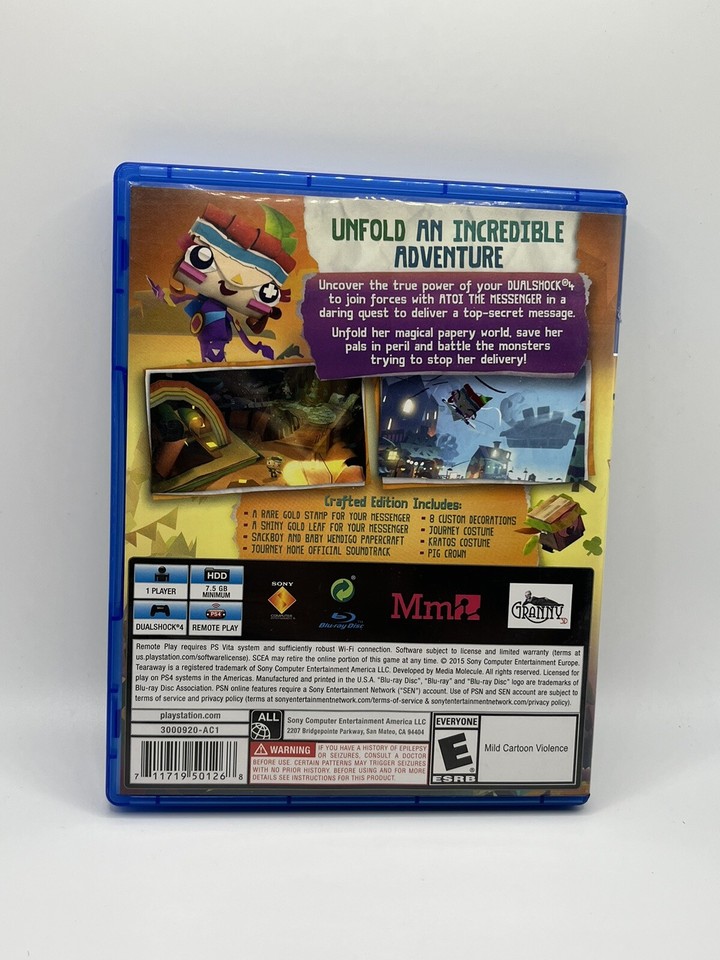 Ps4 Game Tearaway Unfolded Crafted Edition Sony PlayStation 4 Platform