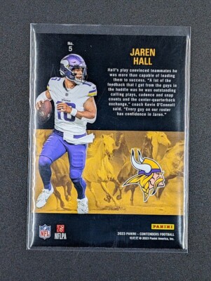 2023 Panini Contenders Jaren Hall RC Rookie Stallions Insert #5 - Main Image
