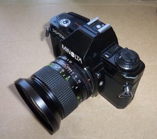Minolta X-700 35mm SLR Film Camera Black Body Vivitar Wide Angle Working