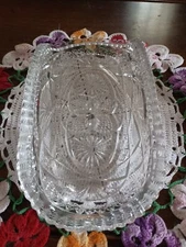 Antique American Brilliant Period Cut Crystal Celery Asparagus Relish Boat Dish