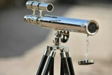 18" Inch Telescope Unique Designer Floor Standing Brass W/ Wooden Tripod Stand