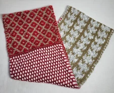 J Jill womens infinity woven scarf red green white  10" wide acrylic