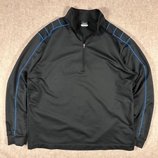 Nike Golf Mens Jacket Black Blue Half Zip DriFit Pullover Lightweight Stretch L