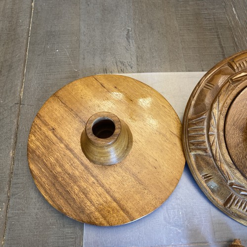 Vintage Pineapple, Monkey Pod Teak, Lazy Susan Serving Tower Replacement Parts - Picture 2 of 10