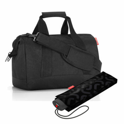 reisenthel Reisestasche allrounder M Set mit umbrella pocket mini Schirm Black
