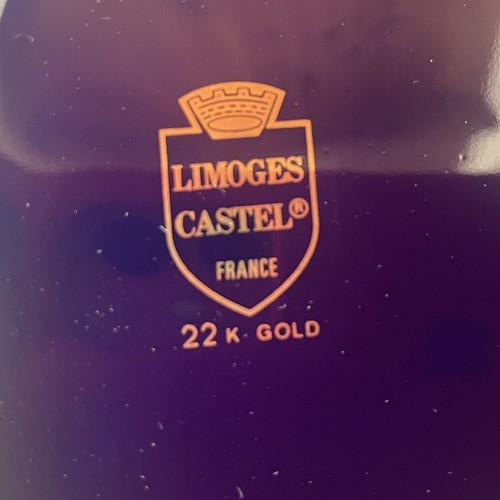 Vintage Limoges Castel France 10” Plate Cobalt Blue 22k Gold Trim - Picture 5 of 5