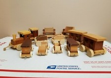 Vintage Loquai Holzkunst West Germany Wood Train Set Lot HUGE BIG 12 PIECE