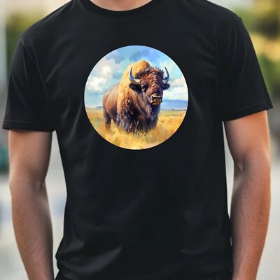 T-Shirt Herren Bison Portrait Motiv Baumwolle Größe XS bis 5XL