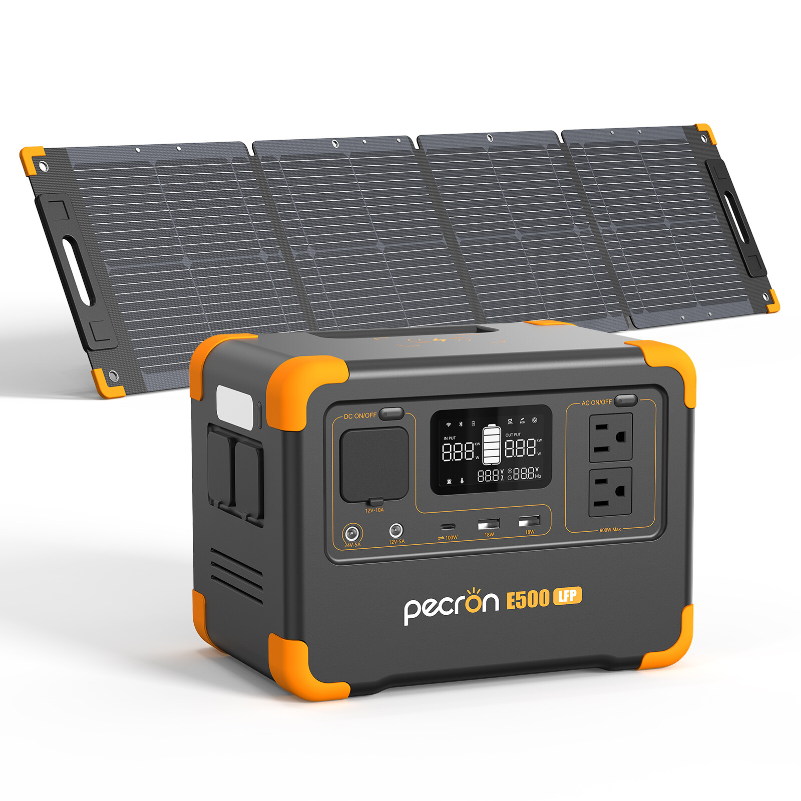 Pecron E500LFP 576Wh 600W Power Station Generator 100W Solar Panel Optional