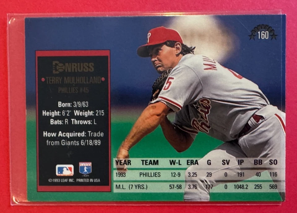 1994 DONRUSS JERRY MULHOLLAND #160 - Image 2 of 2