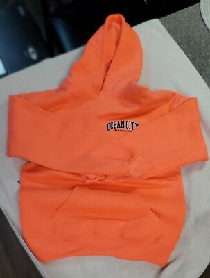 Exist Kids Childs Large  Ocean City Maryland Orange Hoodie Pockets
