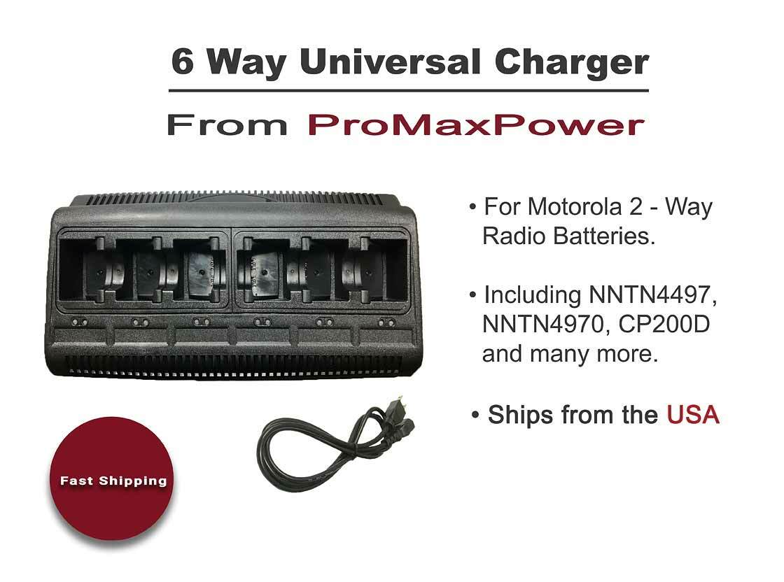 6 Unit Gang Battery Charger for Motorola Radios NNTN4497 4970 4851 CP200 EP450
