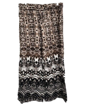 Take Two Womens Wide Leg Pants Size XL Brown Animal Print Resort Beach BOHO