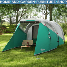 Tunnel Camping Tent 3-Person Rectangular Free Standing Water-Resistant Green