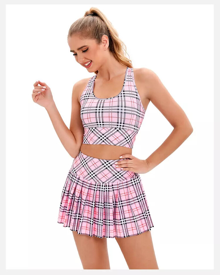 ALTRA completo donna set top reggiseno sportivo gonna leggings rosa 29786