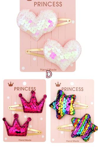 Adorable Colorful Baby Barrettes – Heart Clips – Star Clips – Crown Clips - Picture 11 of 12