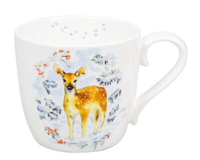 KÖNITZ 1120572784 Becher WINTER ANIMALS - Fawn - 450 ml aus Bone China Porzel...