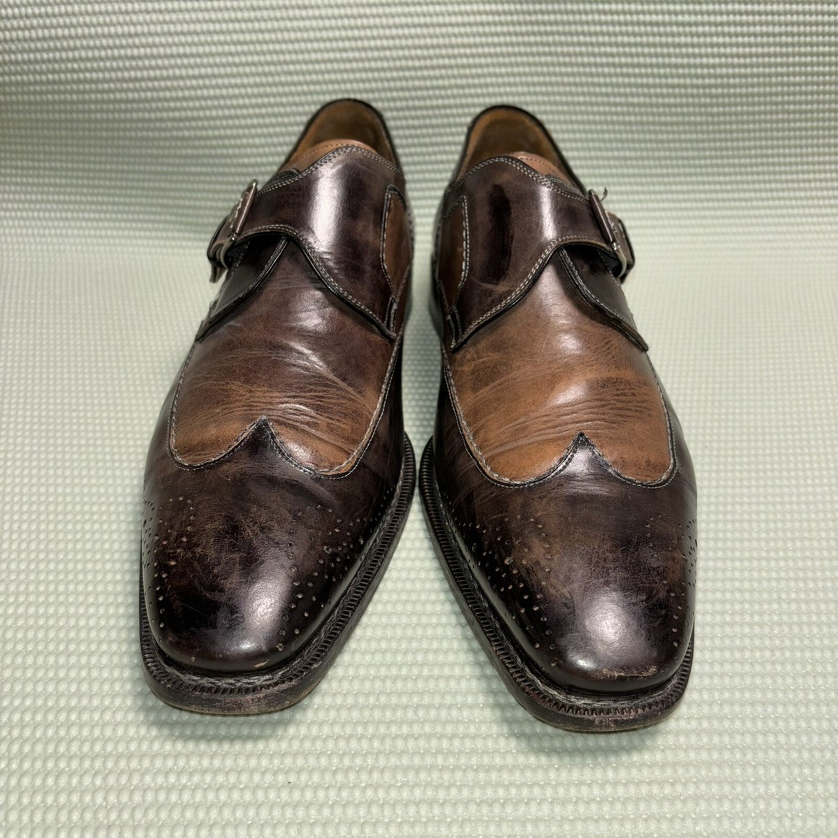 Mezlan Mosca Wingtip Loafer Monkstrap Shoes Genuine Antique  display picture 2