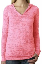 Women's Lightweight Burnout Hoodie Next Level Chic Trendy Soft Fabric Pink S-2XL