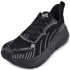 JACKSHIBO Men's Lace Up Hands Free Wide Toe Box Shoes Arch Support Wide Sneakers